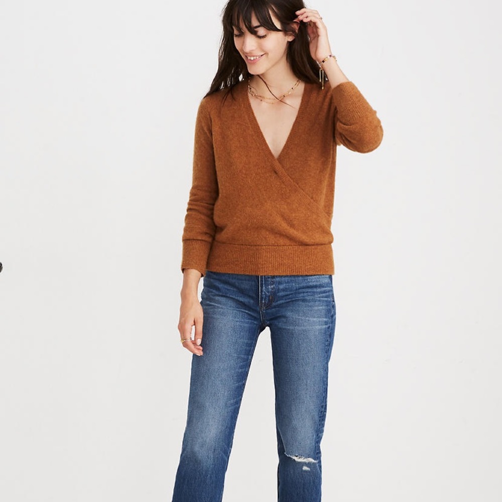 Wrap-Front Pullover Sweater in Coziest Yarn